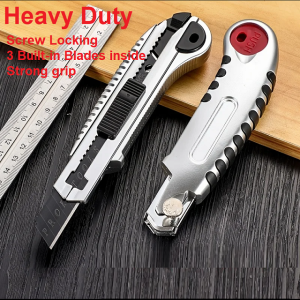 paper cutter knife heavy duty / + 3 built in blade / screw locking